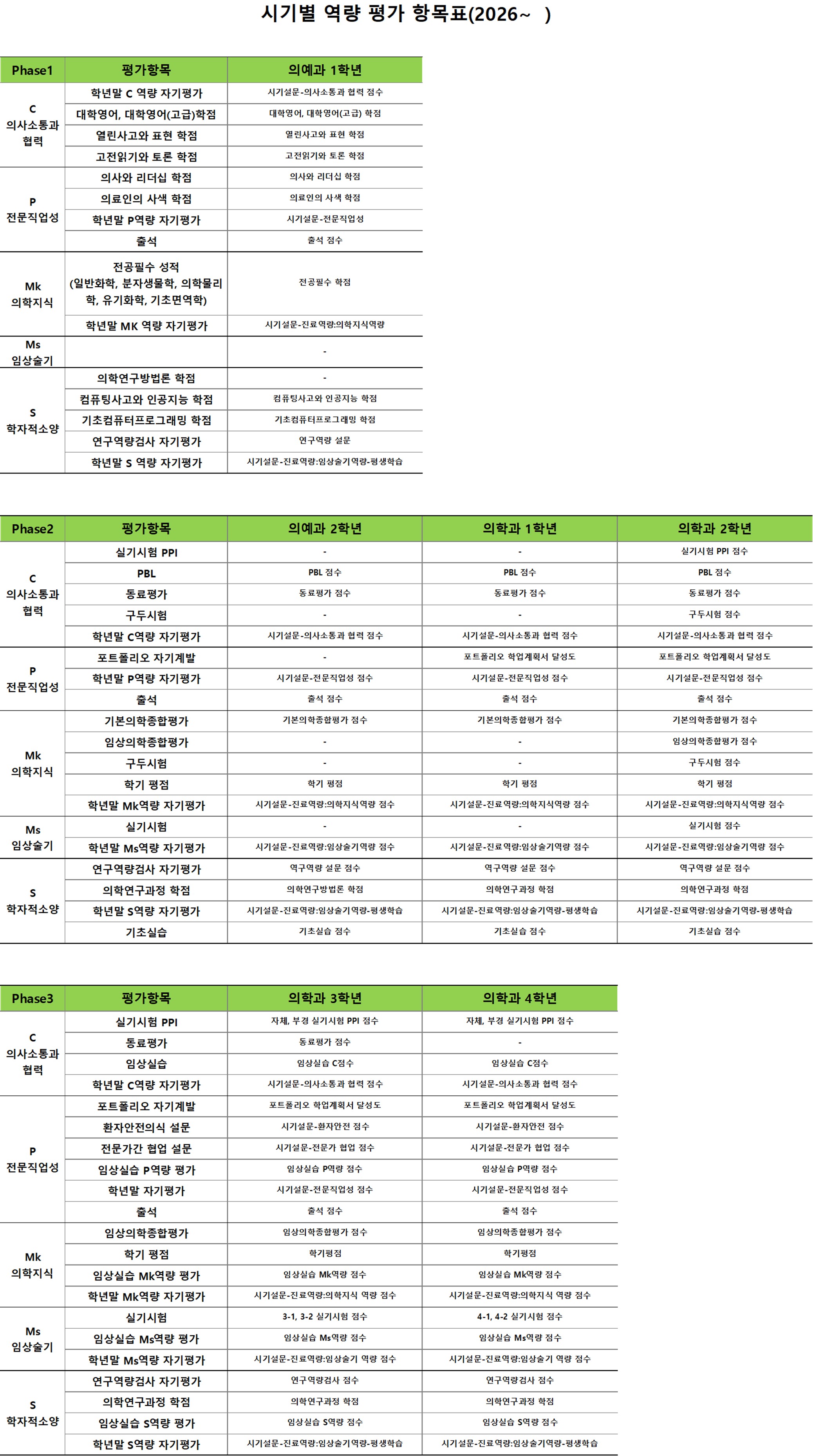 시기별 역량 평가 항목 1